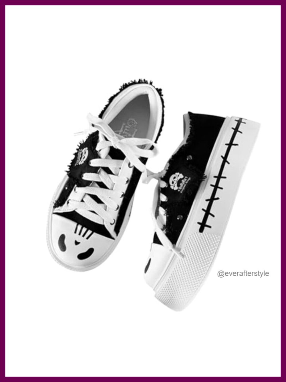Platform Sneakers Ghost Print Y2K Chunky Sole Canvas Lace-Up Halloween Party